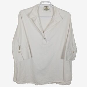 Tuckernuck Women Blanc Willow Blouse Top Size 2XL White 3/4 Sleeve Office